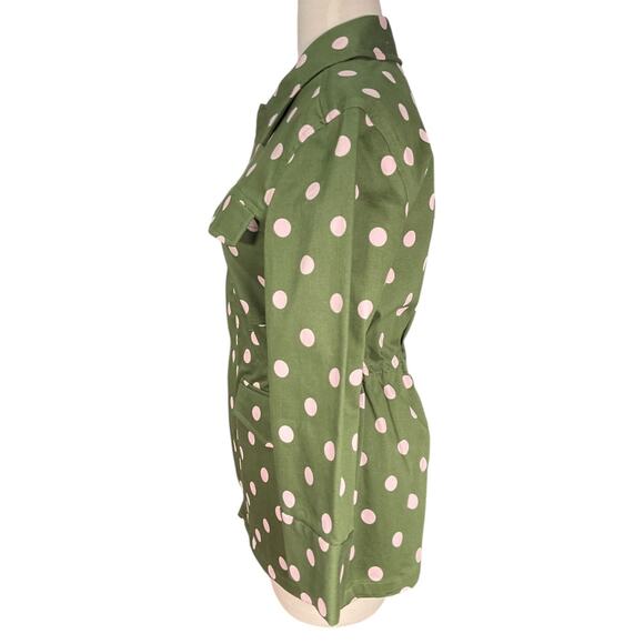Halogen x Atlantic-Pacific Olive Green Polka Dot Utility Jacket Size Small NWOT - Picture 7 of 14